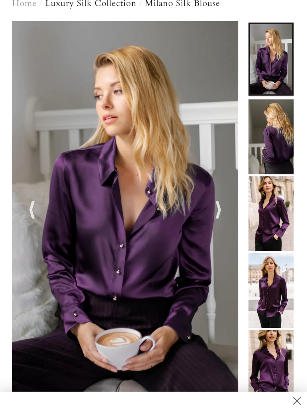 Ravella 100% Pure Silk Button-Up Shirt  Milano